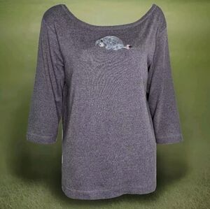 Eeyore Tshirt Purple 3/4 Sleeve Embroidery Pattern L